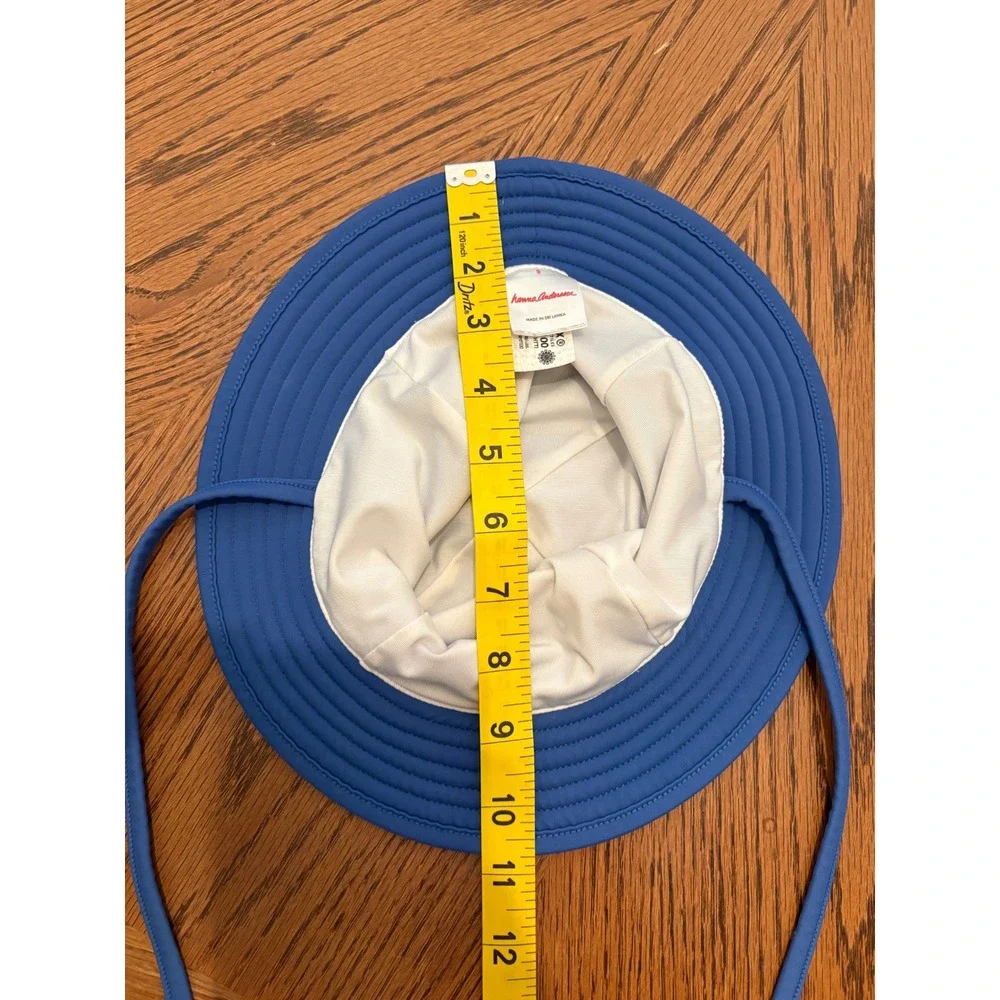 Hanna Andersson‎ Kids Blue Swim Sun Hat Wide Brim Chin Ties Size S